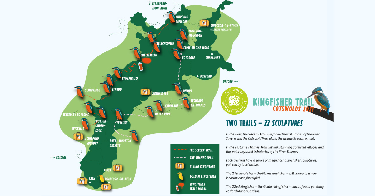 Map Showing The Kingfisher Trails - Severn Trail and Thames Trail