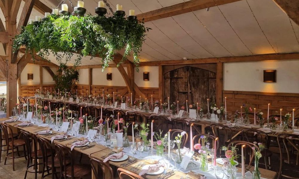 Wedding Tables Laid Out at Cripps Barn