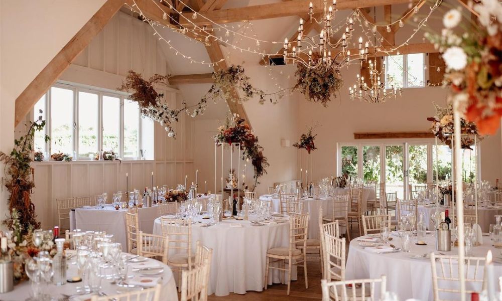 Hyde House Dining Area Laid Out With Wedding Reception Tables