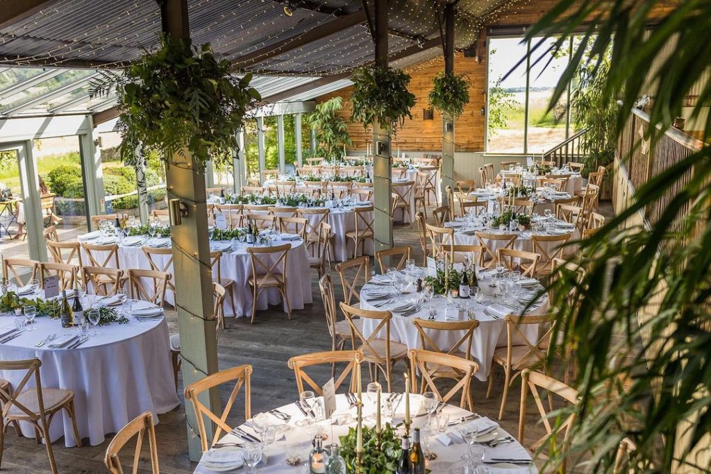 Wedding Tables Laid Out at Stonebarn