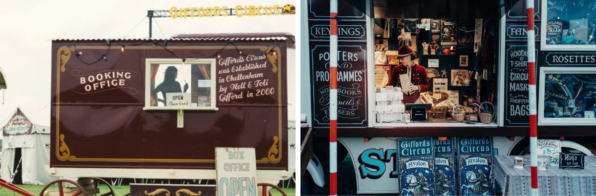 Two images from Giffords Circus