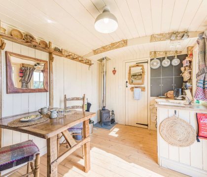 Littlestock Shepherds Hut Kitchen Area - StayCotswold