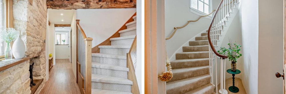 Two simple, light and airy staircases