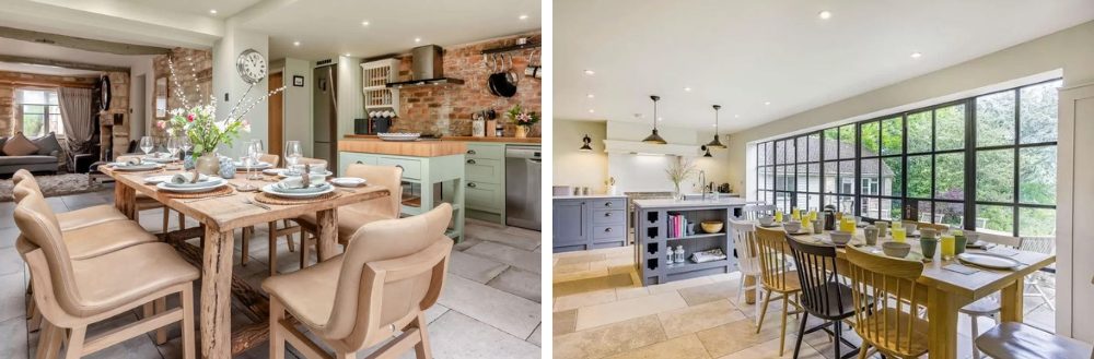 Two stunning open plan style kitchen and dining areas 