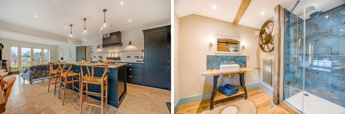 A luxurious kitchen and bathroom in Staycotswold Luxury cotswold rentals