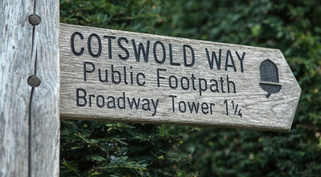 Cotswold Way signpost up close