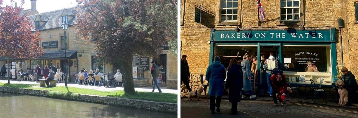 two images of the Bakery on the Water and Green & Pleasant Tearooms