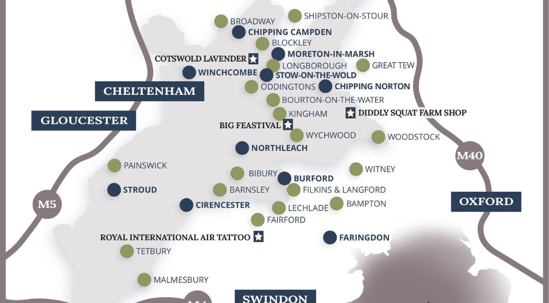 map of the Cotswolds