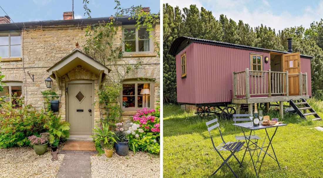 A Cotswold cottage and a shepherd's hut, excellent Cotswold home rentals