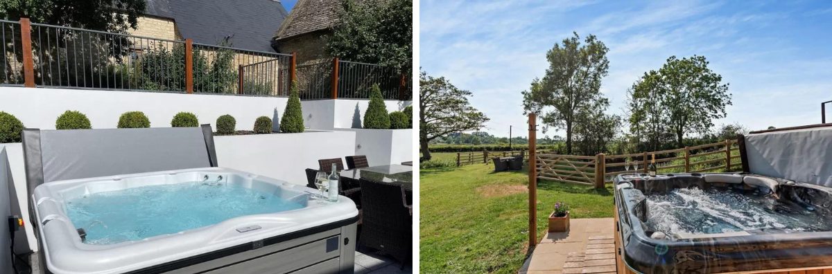 Two hot tubs in two StayCotswold holiday cottages 