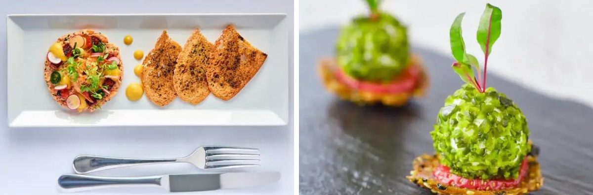 Two images of fine food from private dining chefs