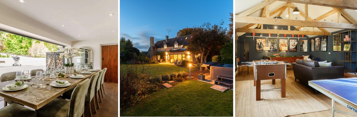 Images of three different Cotswold cottages that are perfect for Cotswold short breaks