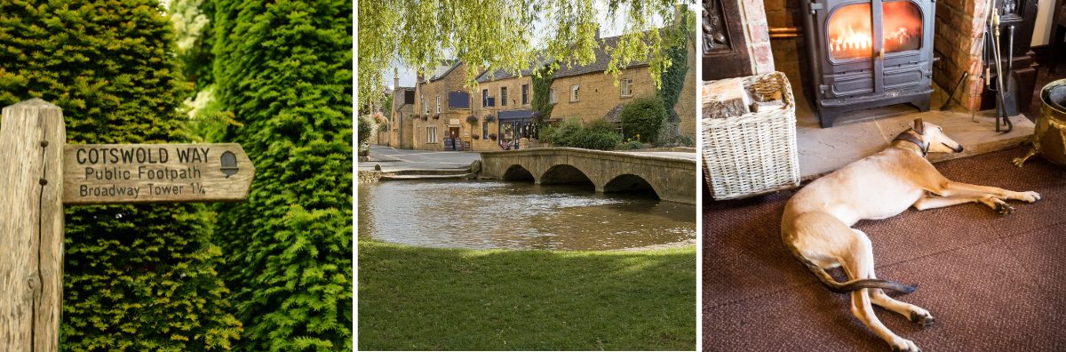 Cotswold way sign with a river