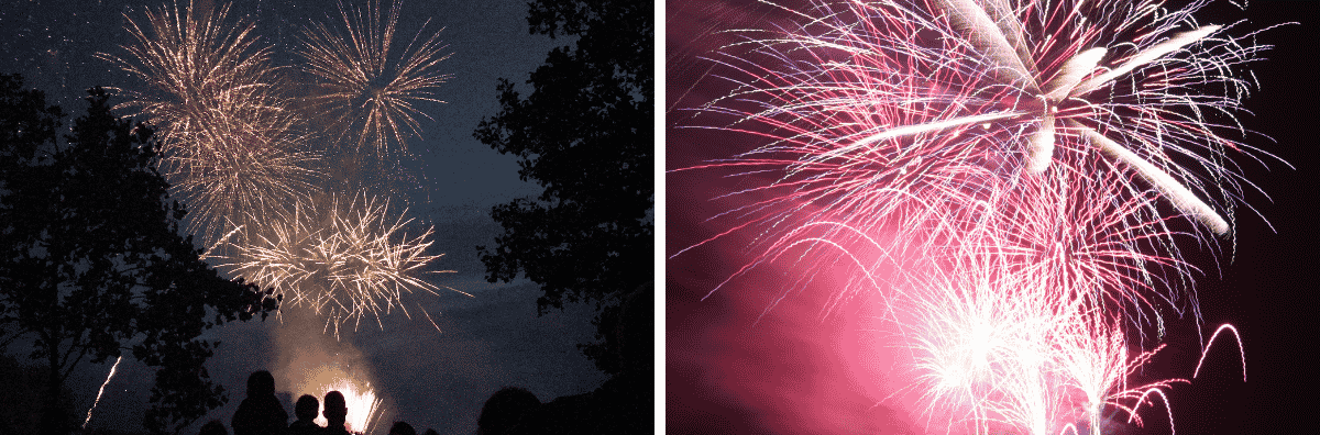 two images of fireworks displays