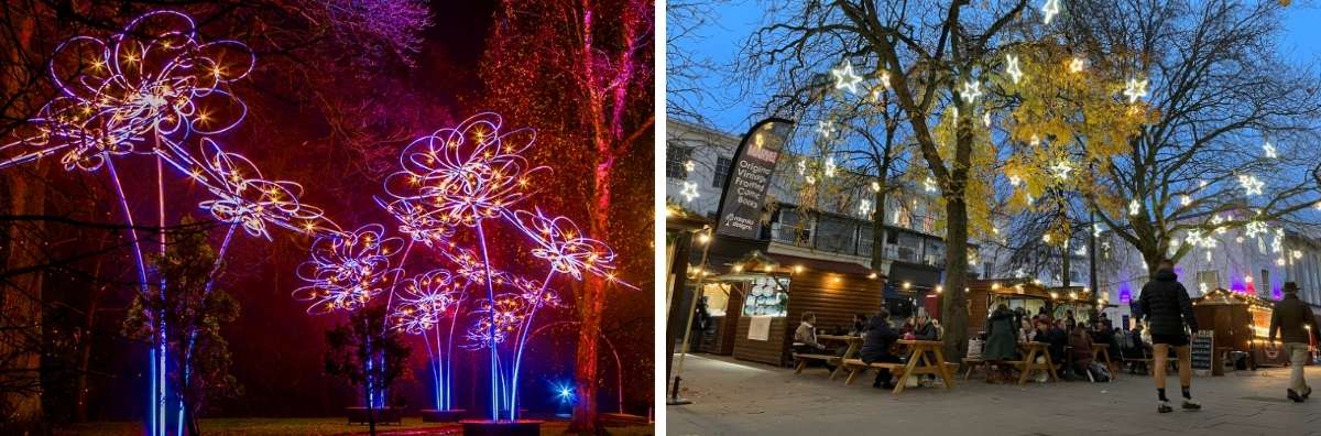 Blenheim Palace christmas lights and Cheltenham Christmas markets