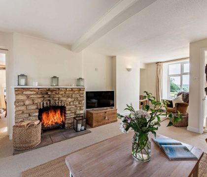 2 Orchard Cottages Fireplace - StayCotswold