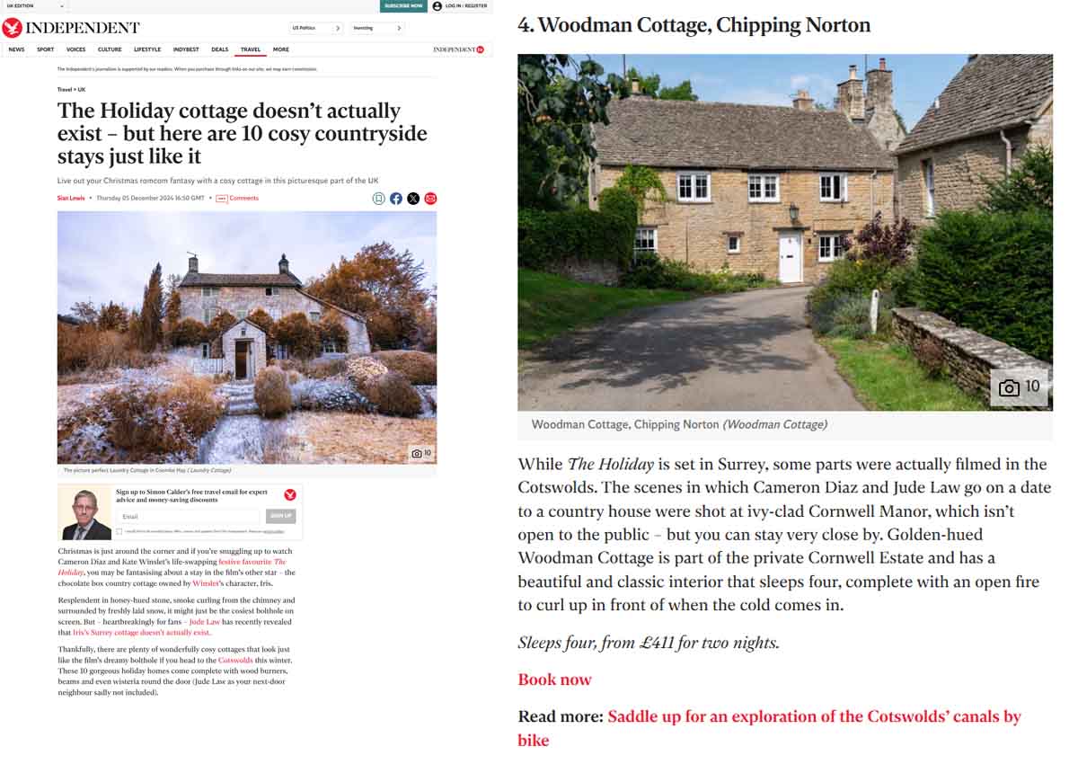 Woodman Cottage featured in The Independent