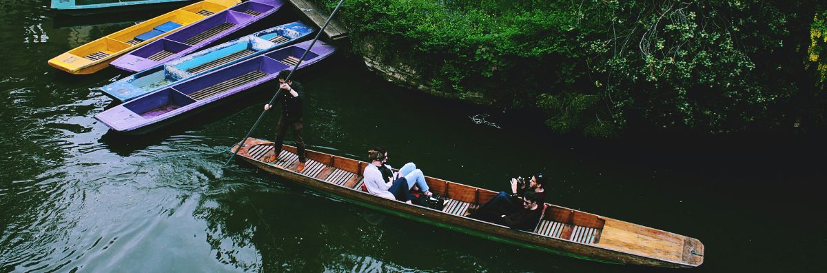 People punting on a river in oxford