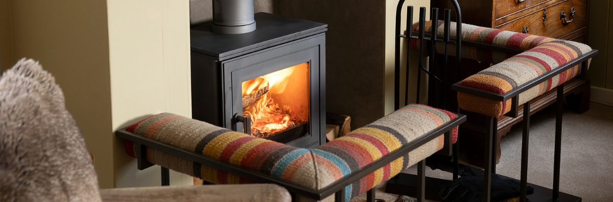 cosy log burner in a living room