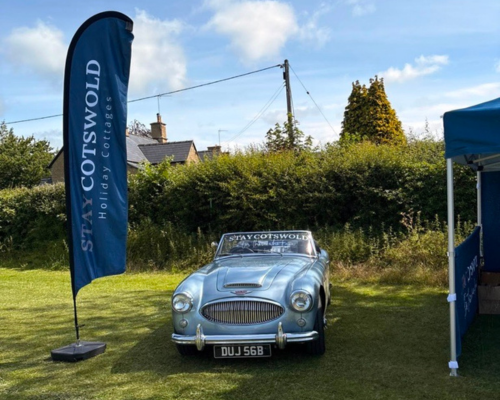 staycotswold branding with Austin Healey car at Churchill Car Show