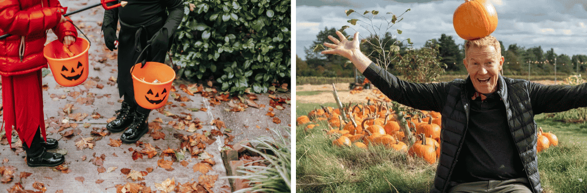 Enjoy halloween in the Cotswolds this autumn Children enjoying halloweed and Adam Henson at Cotswold Farm Park